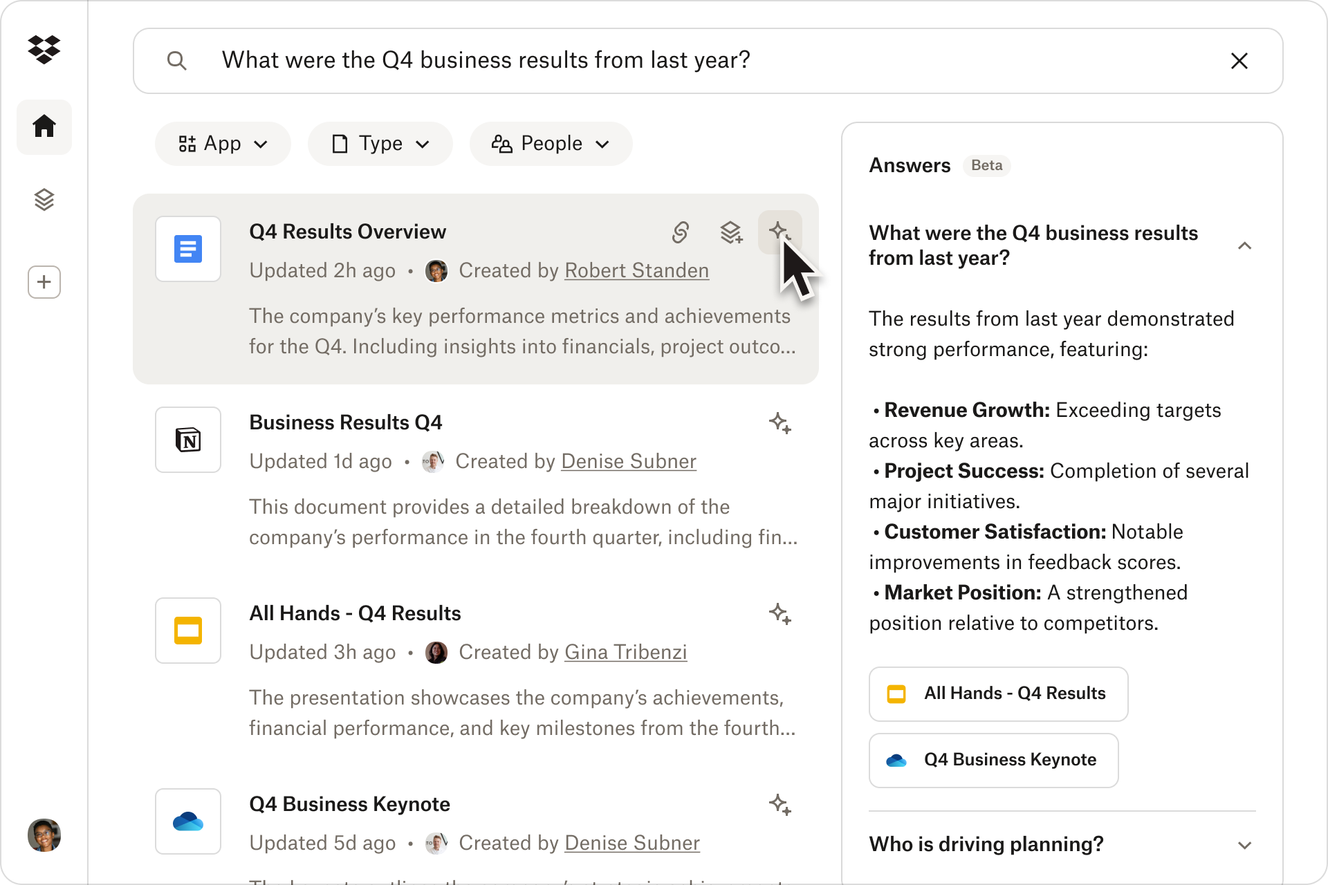 screenshot of Dropbox Dash for Business